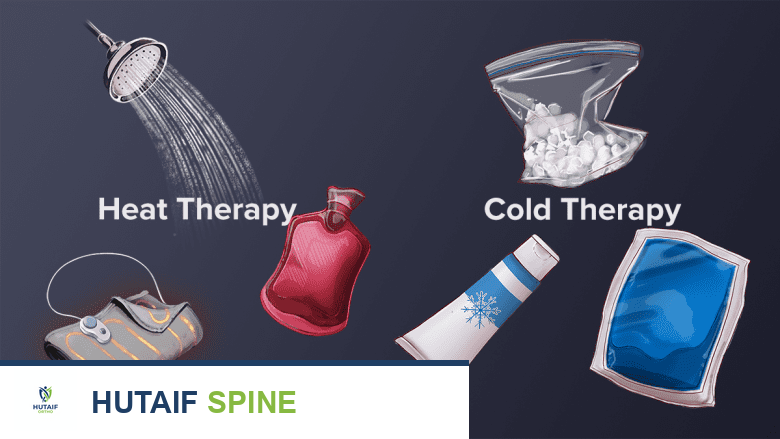 An illustration of heat and ice therapy techniques.