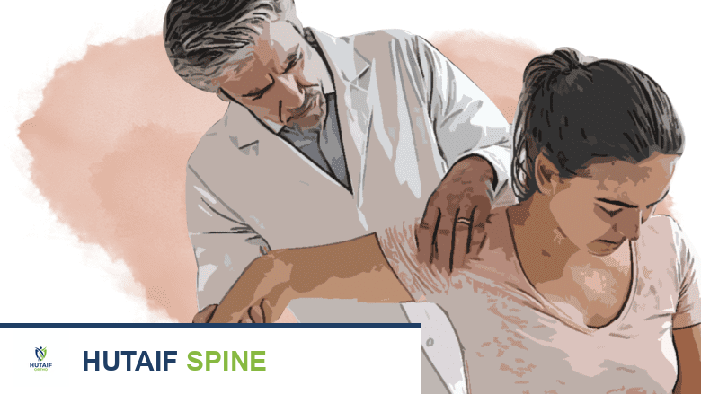 An illustration showing a doctor performing physical exam.