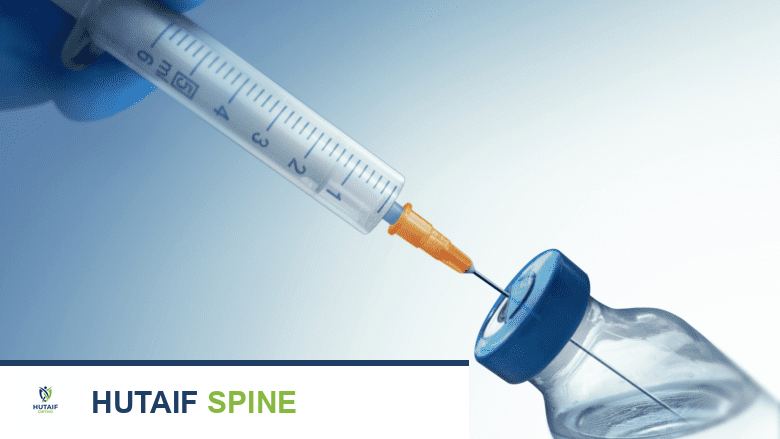 حقنة تسحب محلولاً قابلاً للحقن.