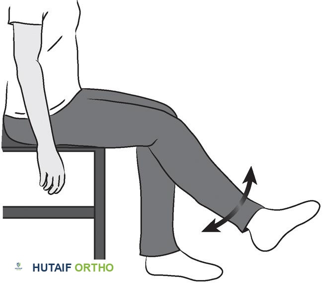 توضيح لتمارين ثني الركبة غير المدعومة أثناء الجلوس