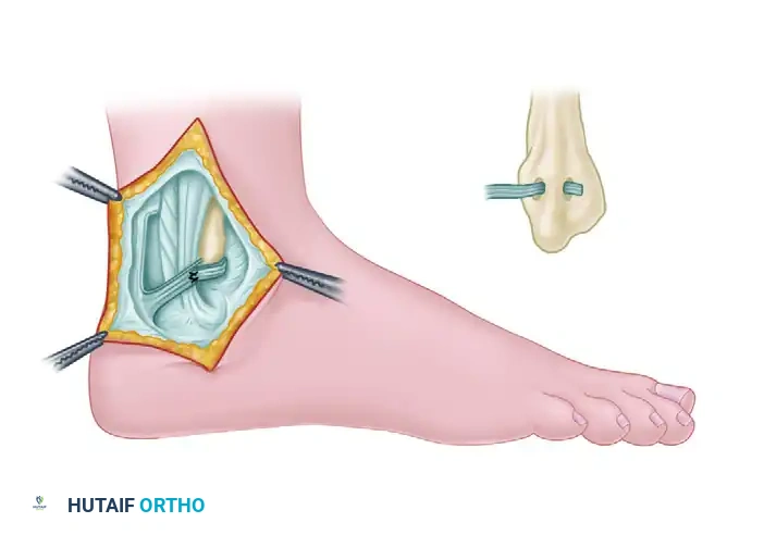 ACHILLES TENDON AUGMENTATION OF SUPERIOR PERONEAL RETINACULUM REPAIR Surgical Diagram