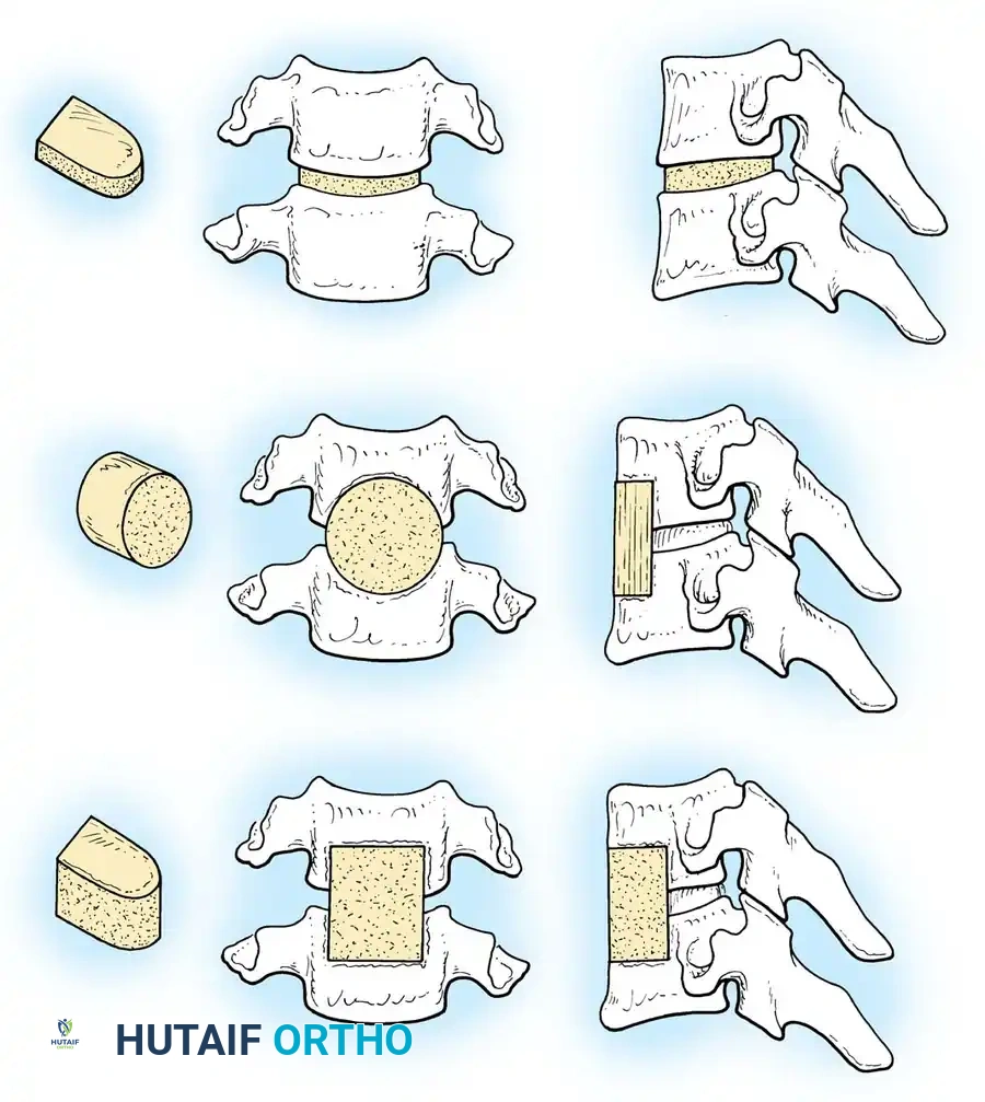 أنواع الطعوم العظمية المستخدمة في دمج الفقرات