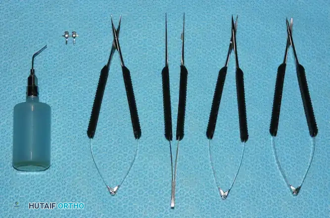 FIGURE 64-13 Certain dental instruments are often useful for dissection of ligaments and bone. Retractors of numerous designs have been used in hand surgery, but modified tonsil prong (left) has proved to be most useful.