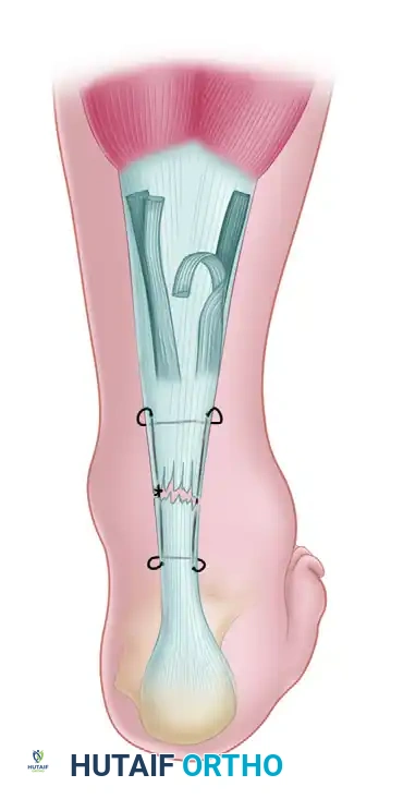 OPEN REPAIR OF ACHILLES TENDON RUPTURE Surgical Diagram
