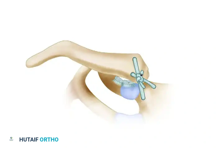 تثبيت الوتر وربطه لضمان استقرار مفصل القص والترقوة