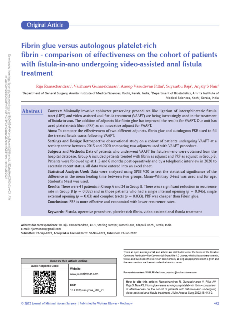 Platelet-Poor Plasma (PPP) Fibrin Glue Kit