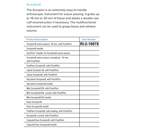 Arthroscopic Suture Passer (Scorpion / BirdBeak)