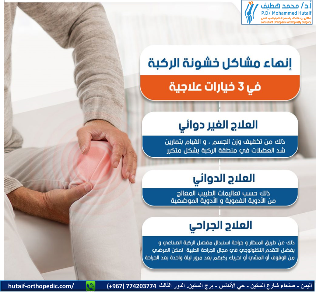 أحدث تقنيات علاج خشونة الركبة بدون جراحة وجراحياً